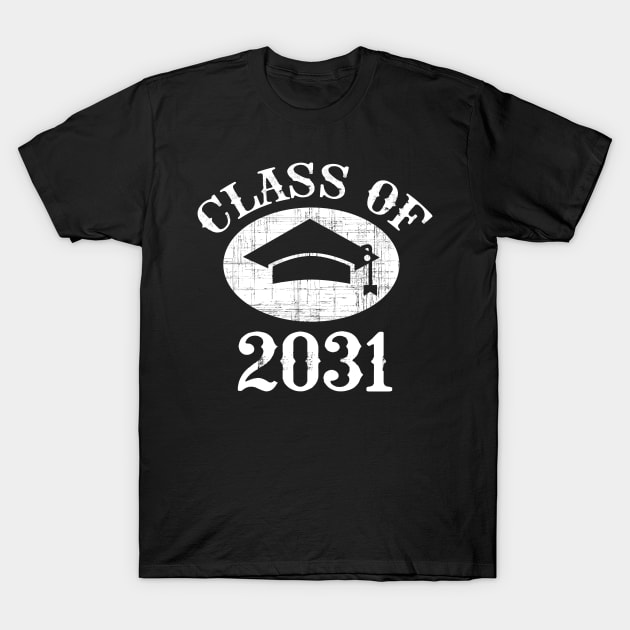 Class Of 2031 Graduation Cap Grow With Me Graduate Kids Gift T-Shirt by kateeleone97023